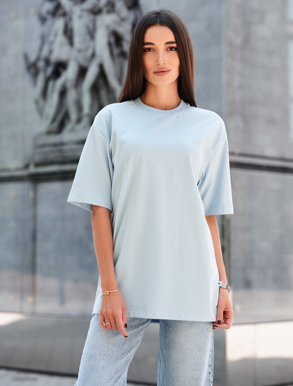Tricou de damă Staff li light blue2 oversize