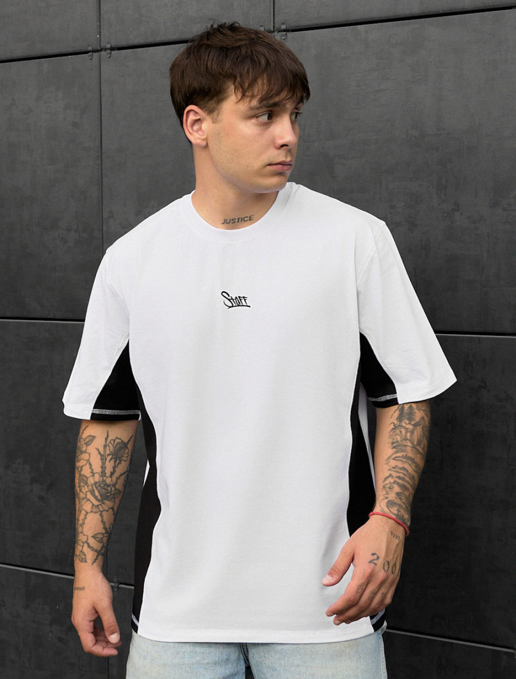 Tricou Staff white & black logo