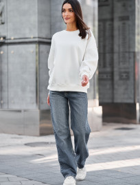 Bluză de damă Staff white oversize fleece