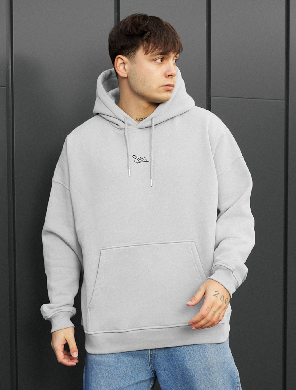 Hanorac Staff logo light gray oversize fleece