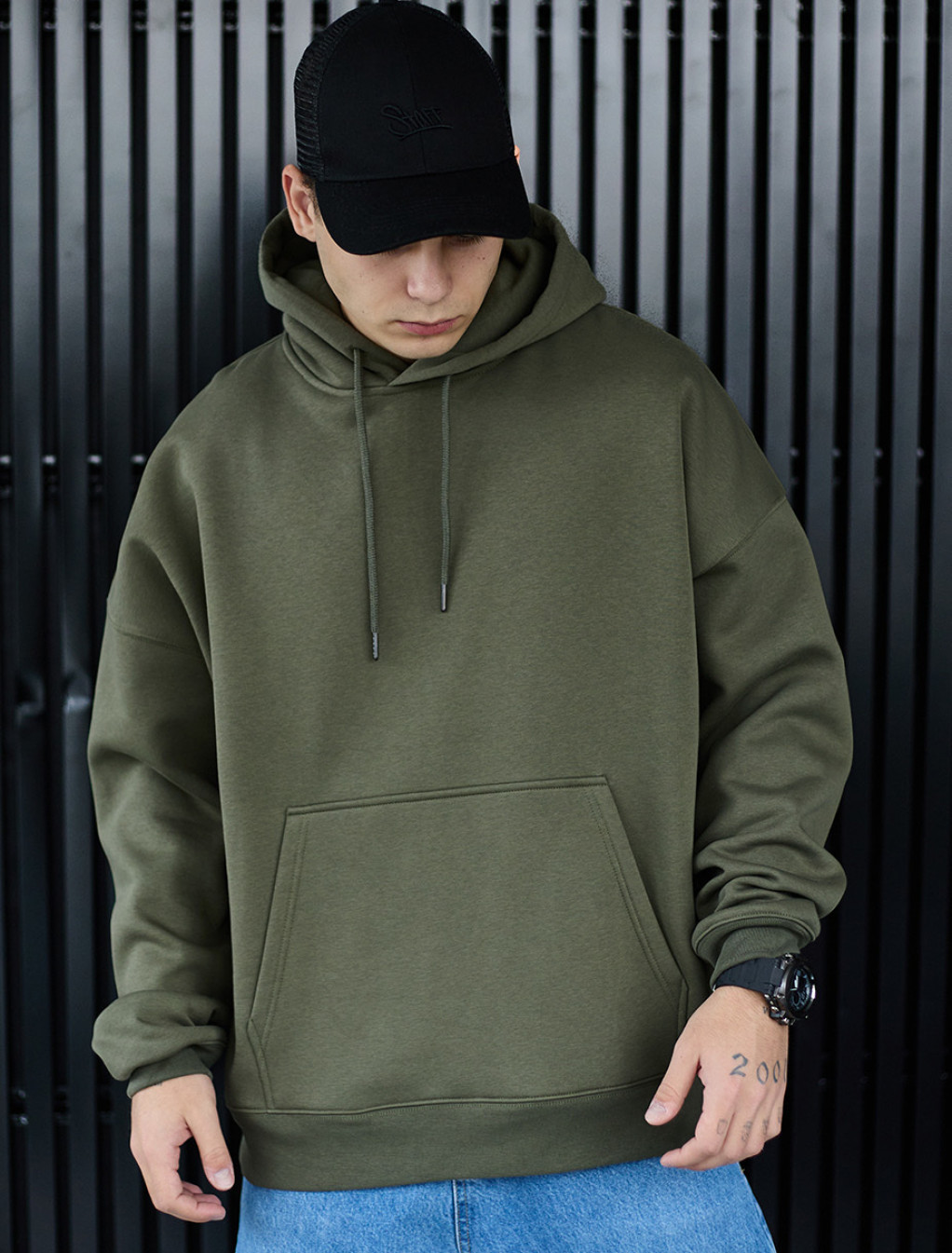 Hanorac Staff khaki basic oversize fleece