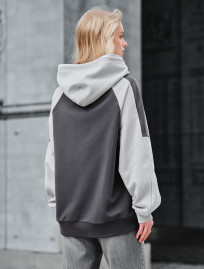 Hanorac de damă Staff gray & light gray zip oversize
