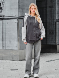 Hanorac de damă Staff gray & light gray zip oversize