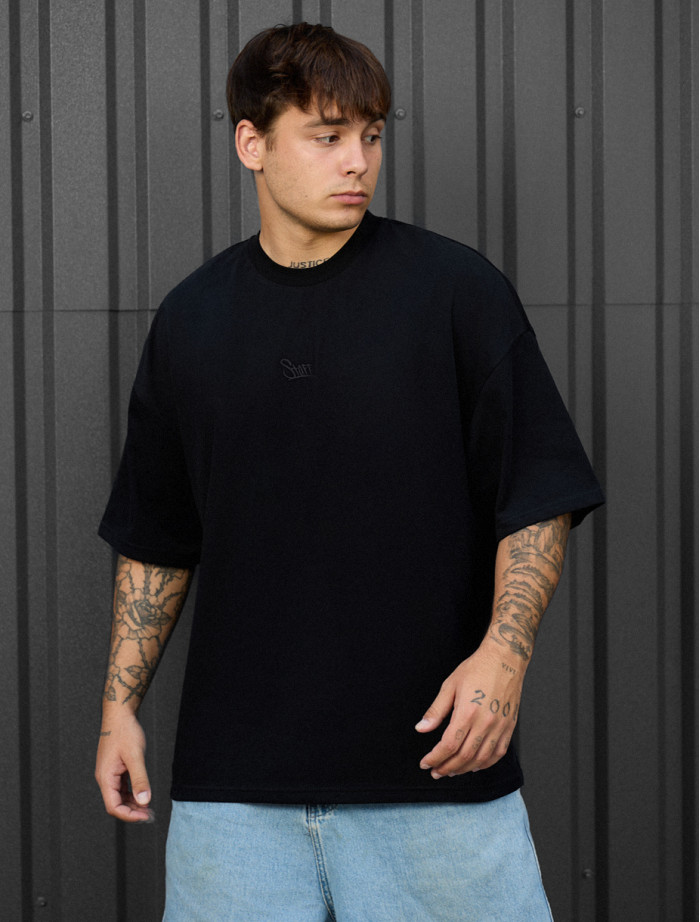 Tricou Staff black logo oversize