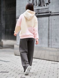 Hanorac de damă Staff moi pink & beige oversize fleece