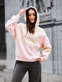 Hanorac de damă Staff moi pink & beige oversize fleece