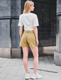 Pantaloni scurți din denim de damă Staff li olive