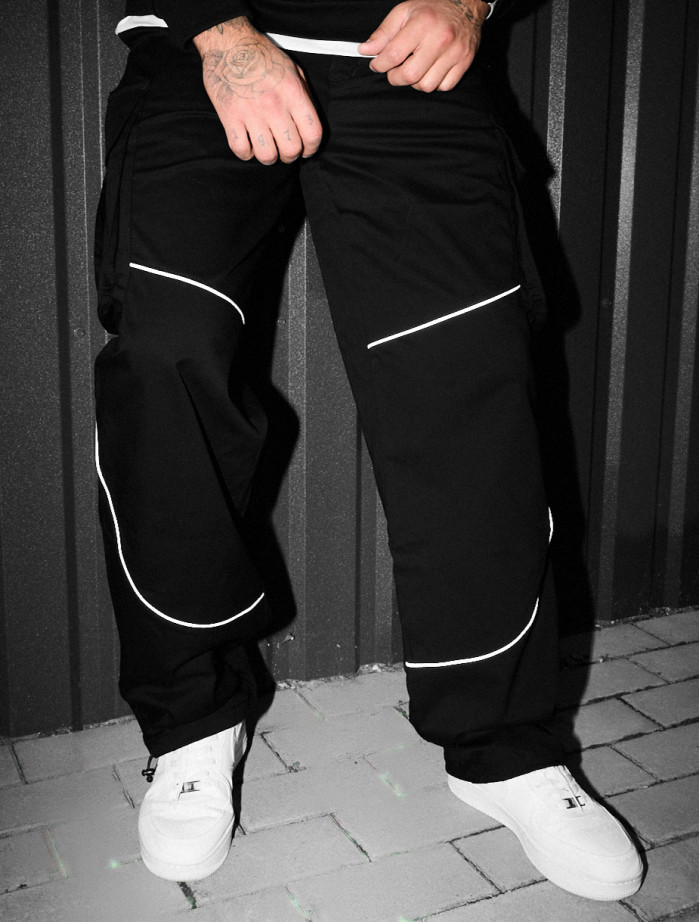 Pantaloni Staff cargo fol black reflective