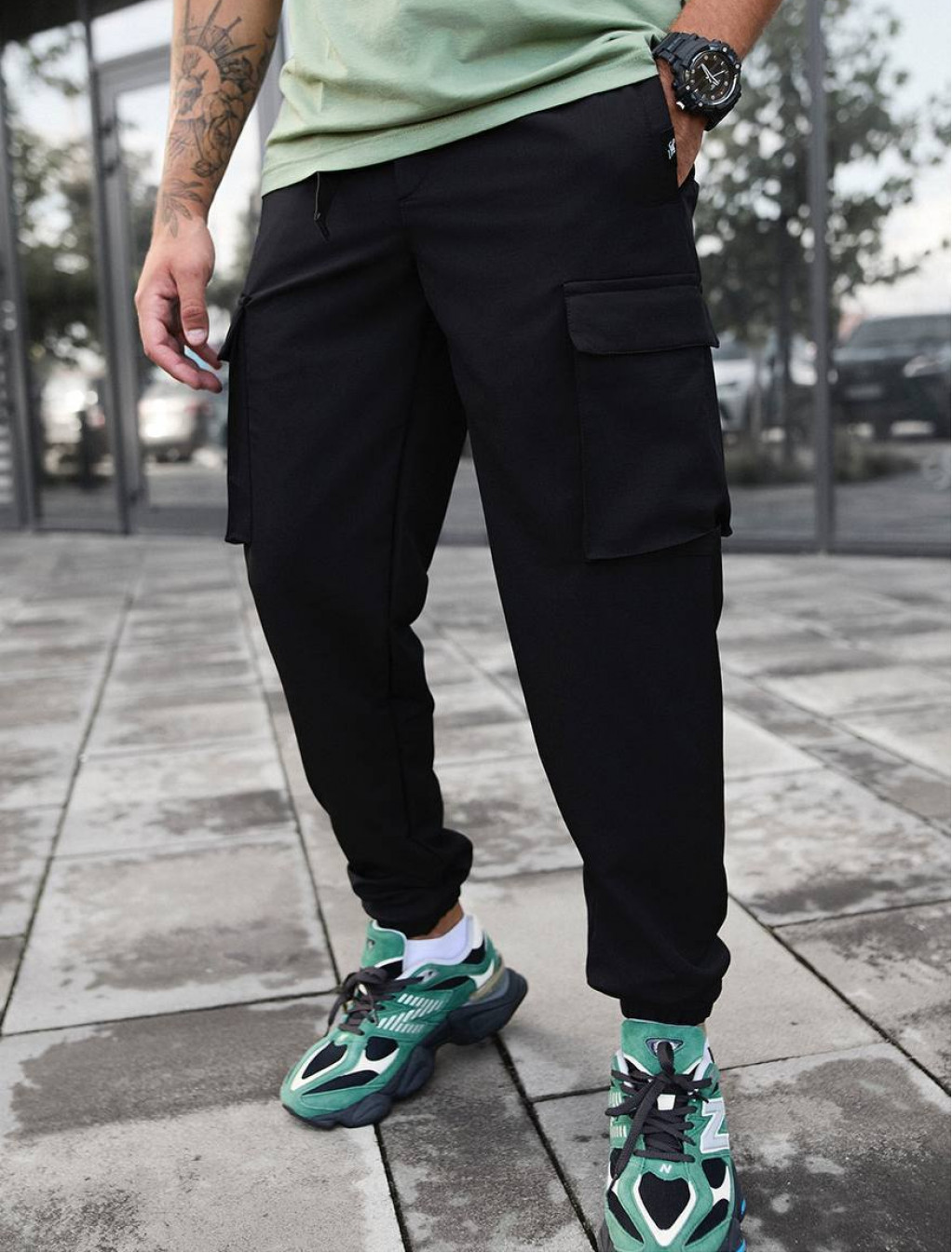 Pantaloni Staff cargo tao spandex black