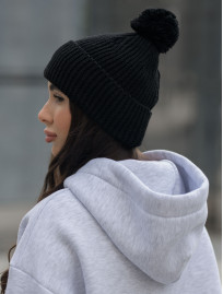 Жіноча шапка Staff pompon black