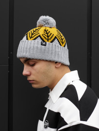 Căciulă Staff yellow & gray pattern pompon