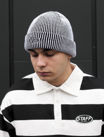 Căciulă Staff white & black stripes logo