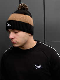 Căciulă Staff black & brown logo pompon