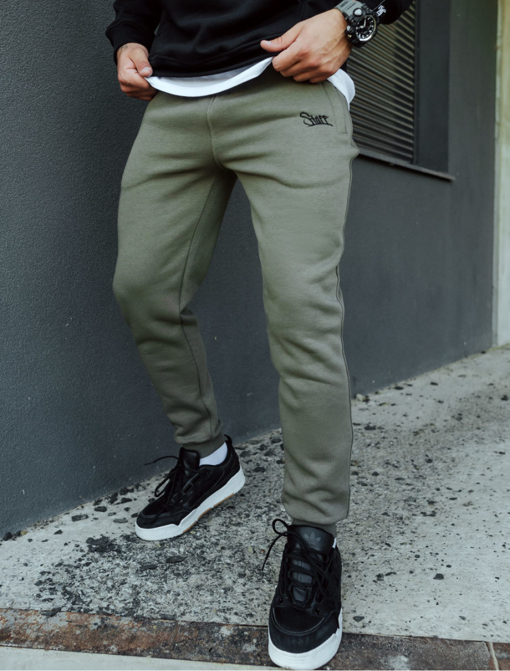 Pantaloni de trening Staff khaki logo fleece