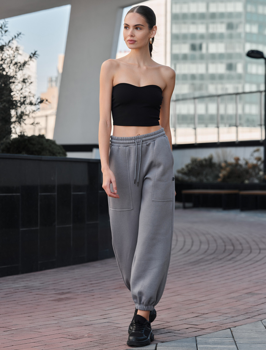 Pantalonii de trening de damă Staff lyn gray fleece
