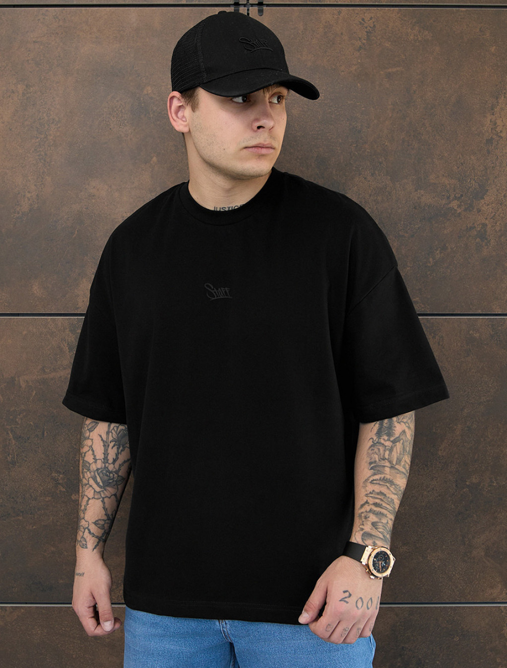Tricou Staff black logo oversize