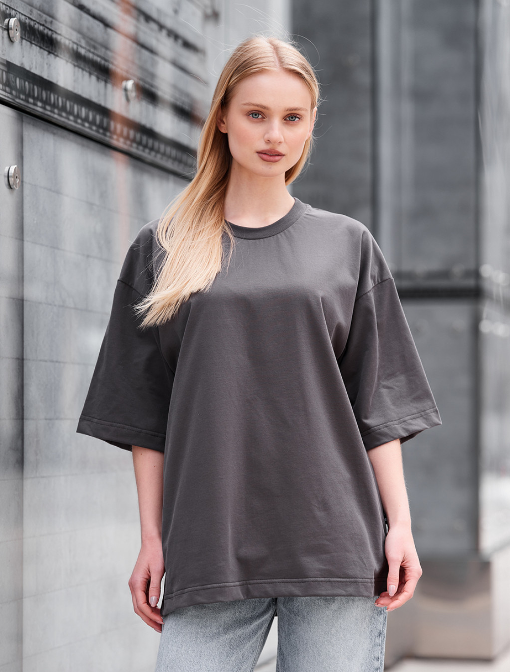 Tricou de damă Staff ri gray oversize