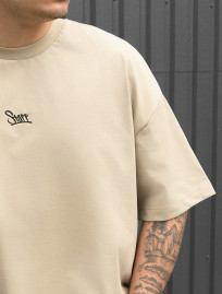 Tricou Staff beige logo oversize