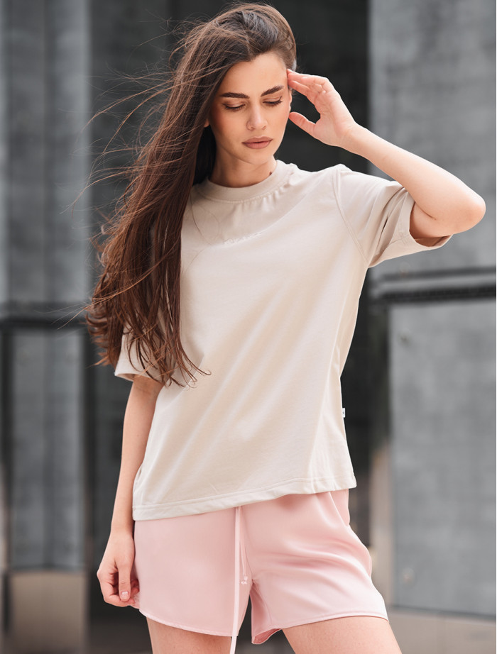 Tricou de damă Staff is logo light beige