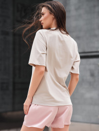 Tricou de damă Staff is logo light beige