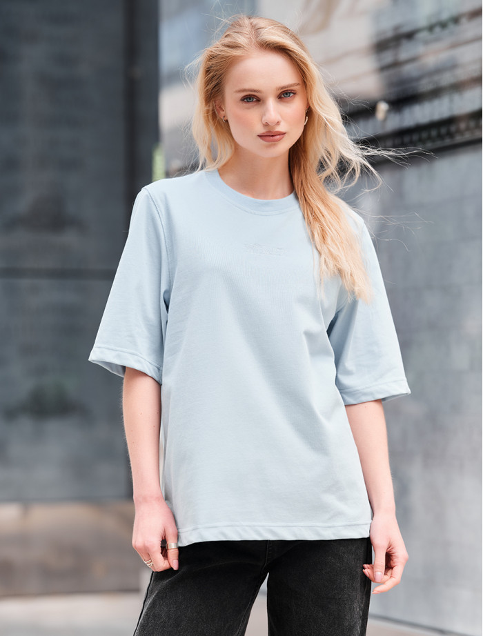 Tricou de damă Staff is logo light blue