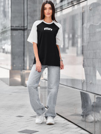 Tricou de damă Staff ed white & black logo oversize