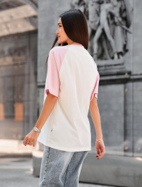 Tricou de damă Staff ed light pink & white logo oversize