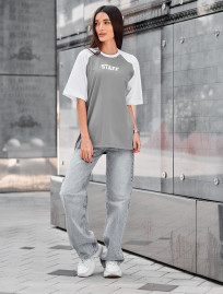 Tricou de damă Staff ed white & gray logo oversize