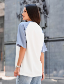 Tricou de damă Staff ed light blue & white logo oversize