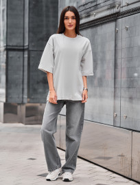 Tricou de damă Staff ri light gray oversize