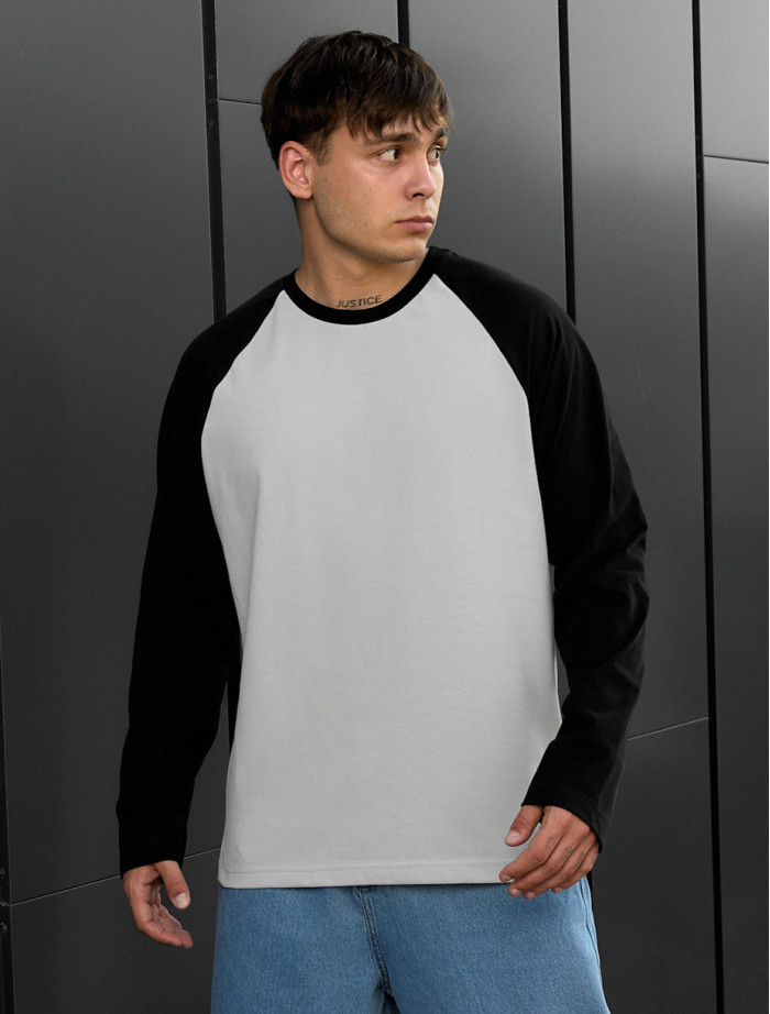 Bluză Staff su reglan light gray & black