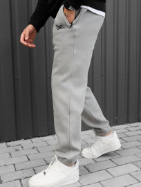 Pantaloni de trening Staff pul light gray logo fleece