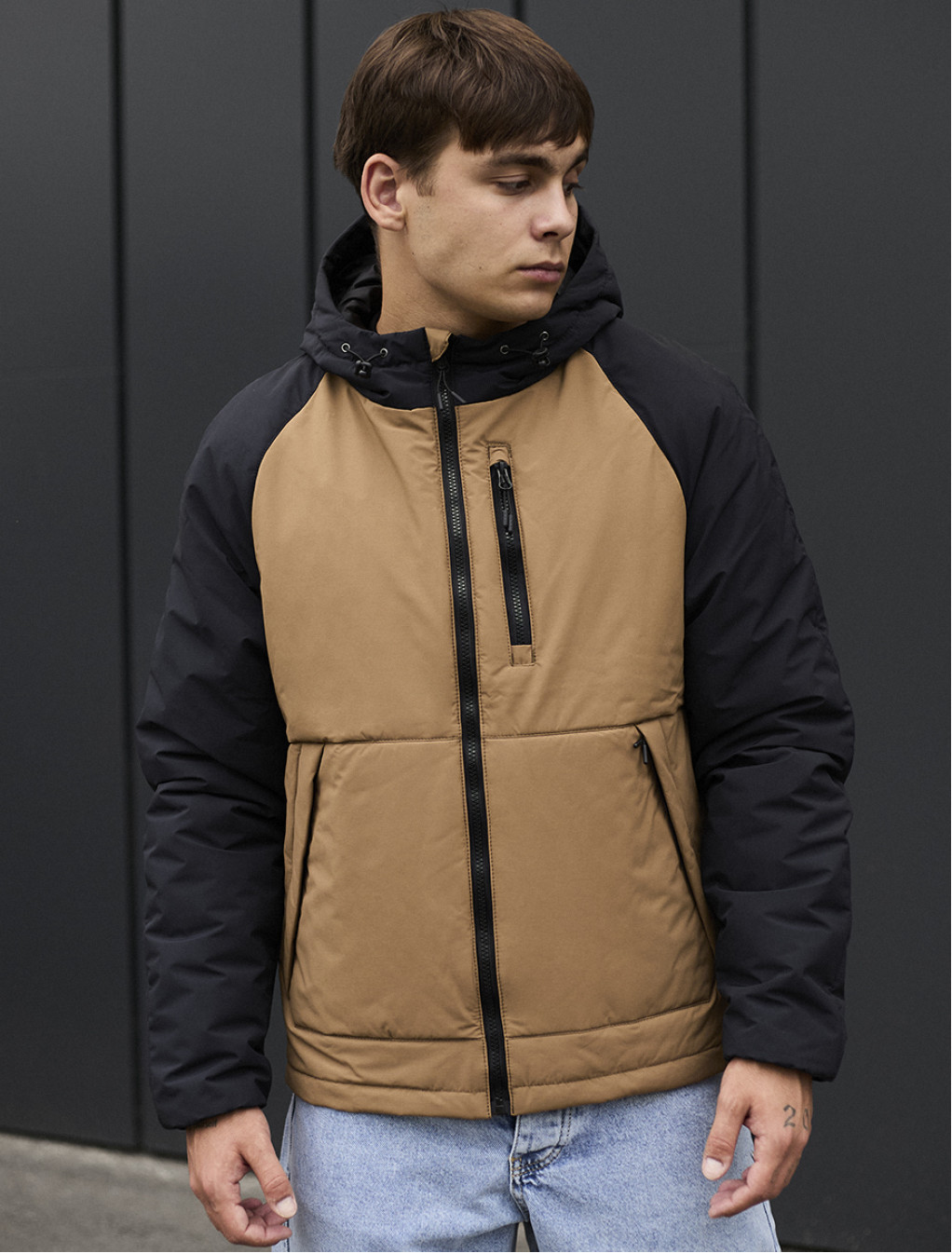 Geacă demi-sezon Staff na brown & beige