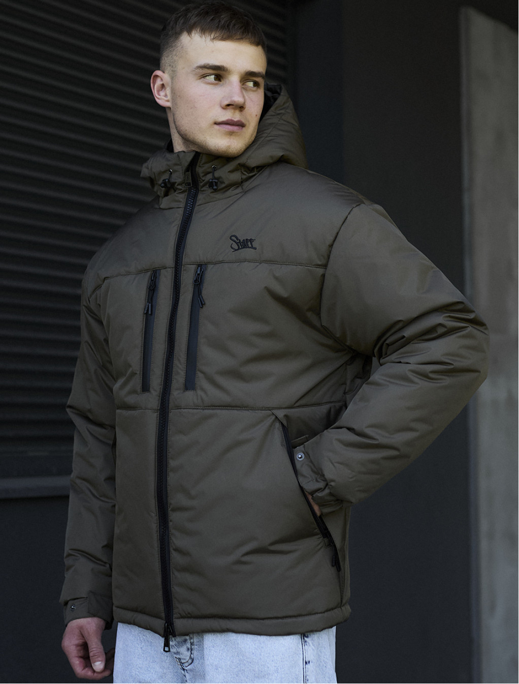 Geacă de iarnă Staff br dark khaki logo