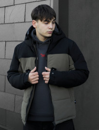 Geacă de iarnă Staff im black & dark khaki reflective