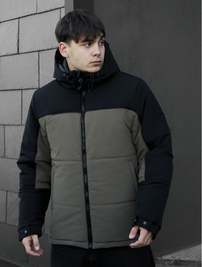 Geacă de iarnă Staff im black & dark khaki reflective