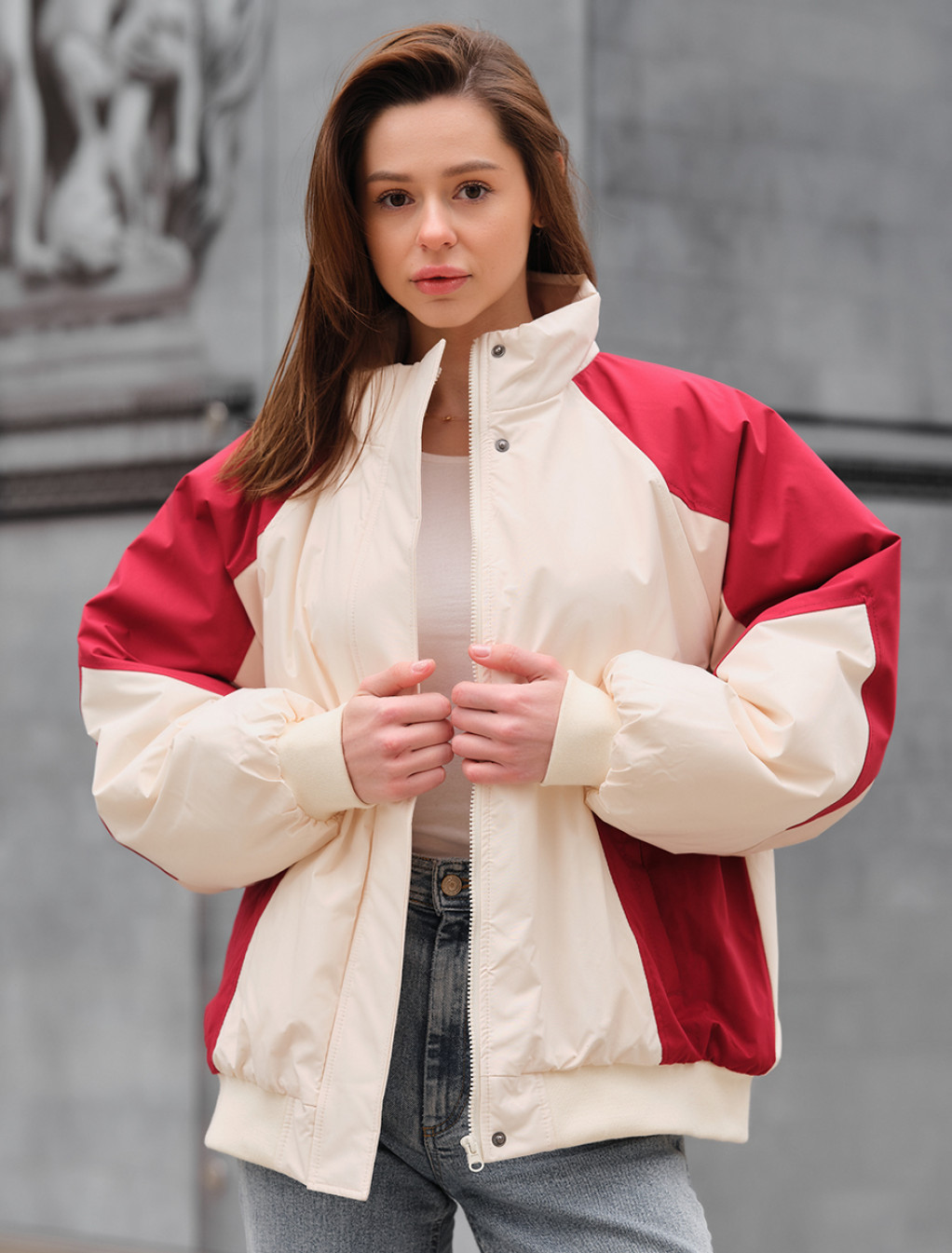 Geacă de damă Staff co milk & beige oversize