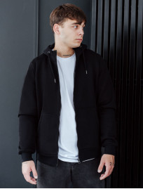 Hanorac cu fermoar Staff zip basic black fleece