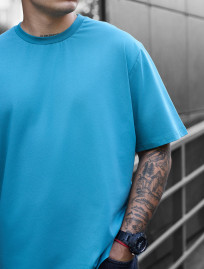 Tricou Staff blue turquoise oversize