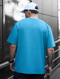 Tricou Staff blue turquoise oversize