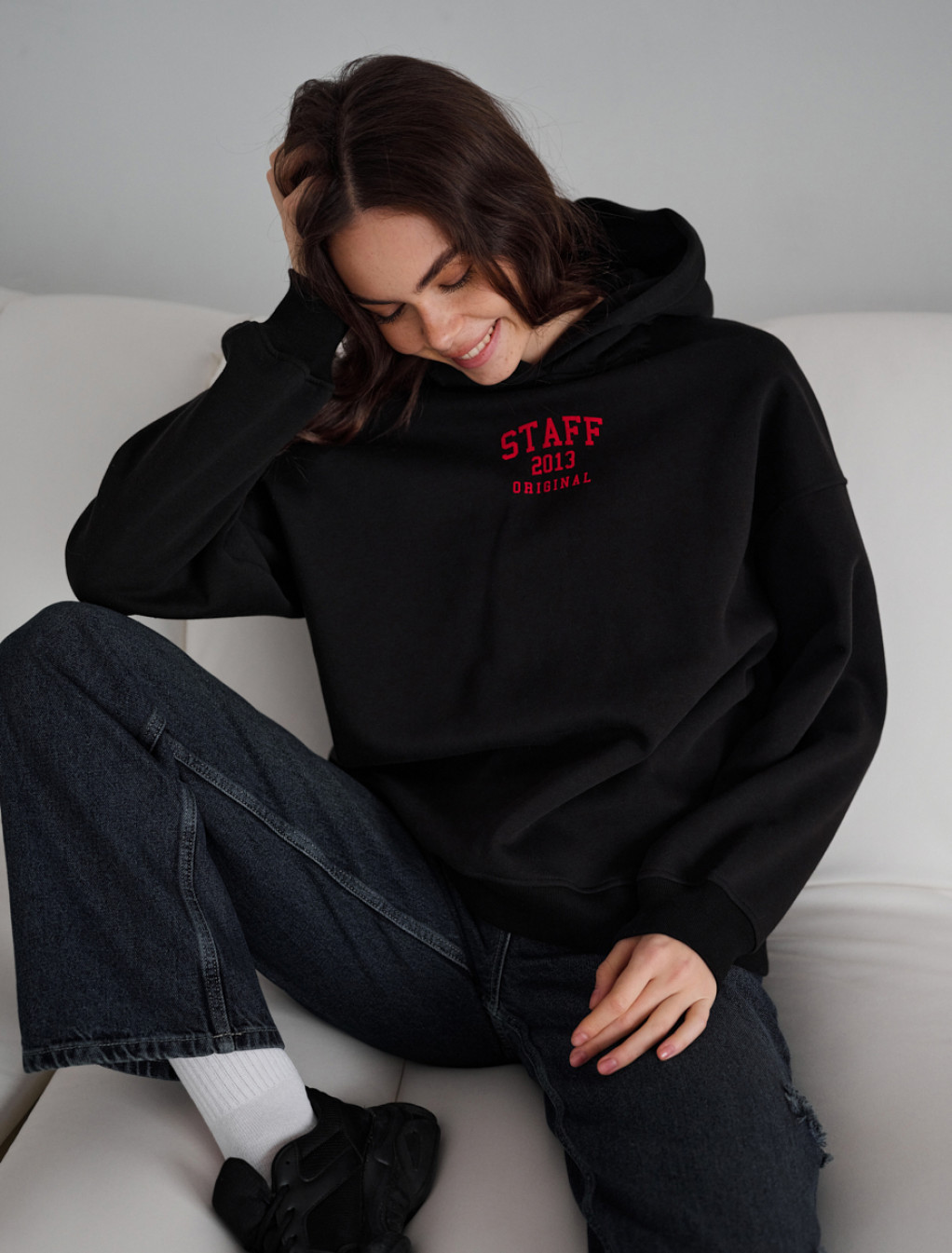 Hanorac de damă Staff sow black logo oversize fleece