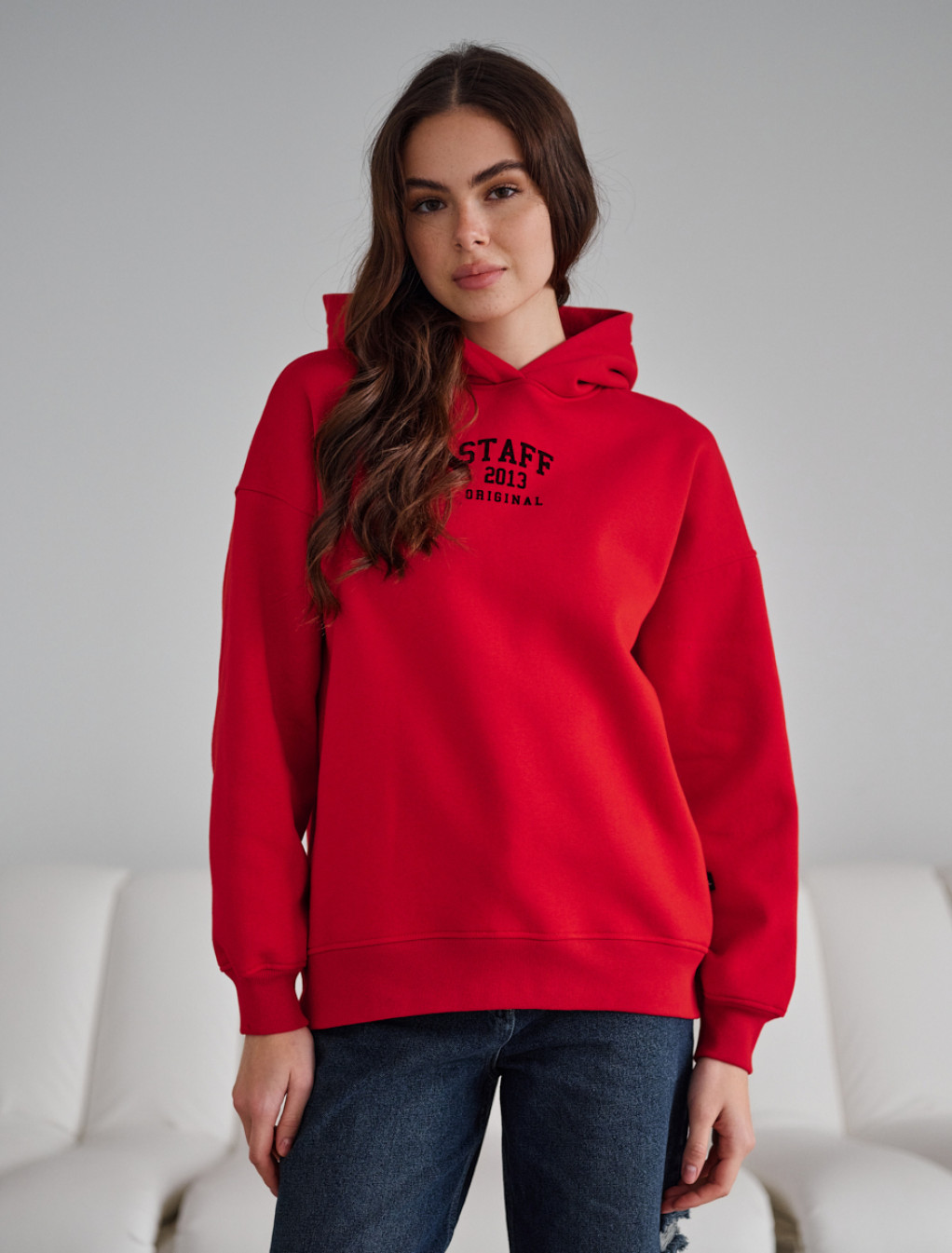 Hanorac de damă Staff sow red logo oversize fleece