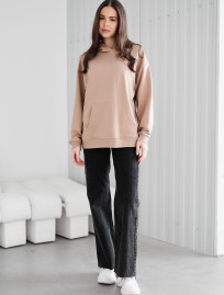 Hanorac de damă Staff ue light brown logo oversize