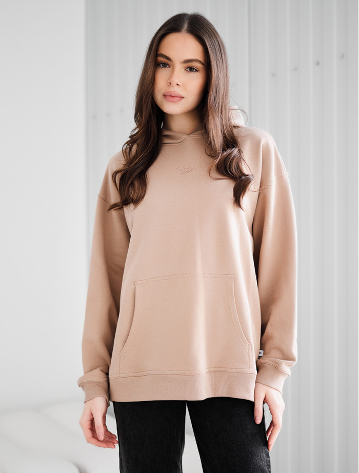 Hanorac de damă Staff ue light brown logo oversize
