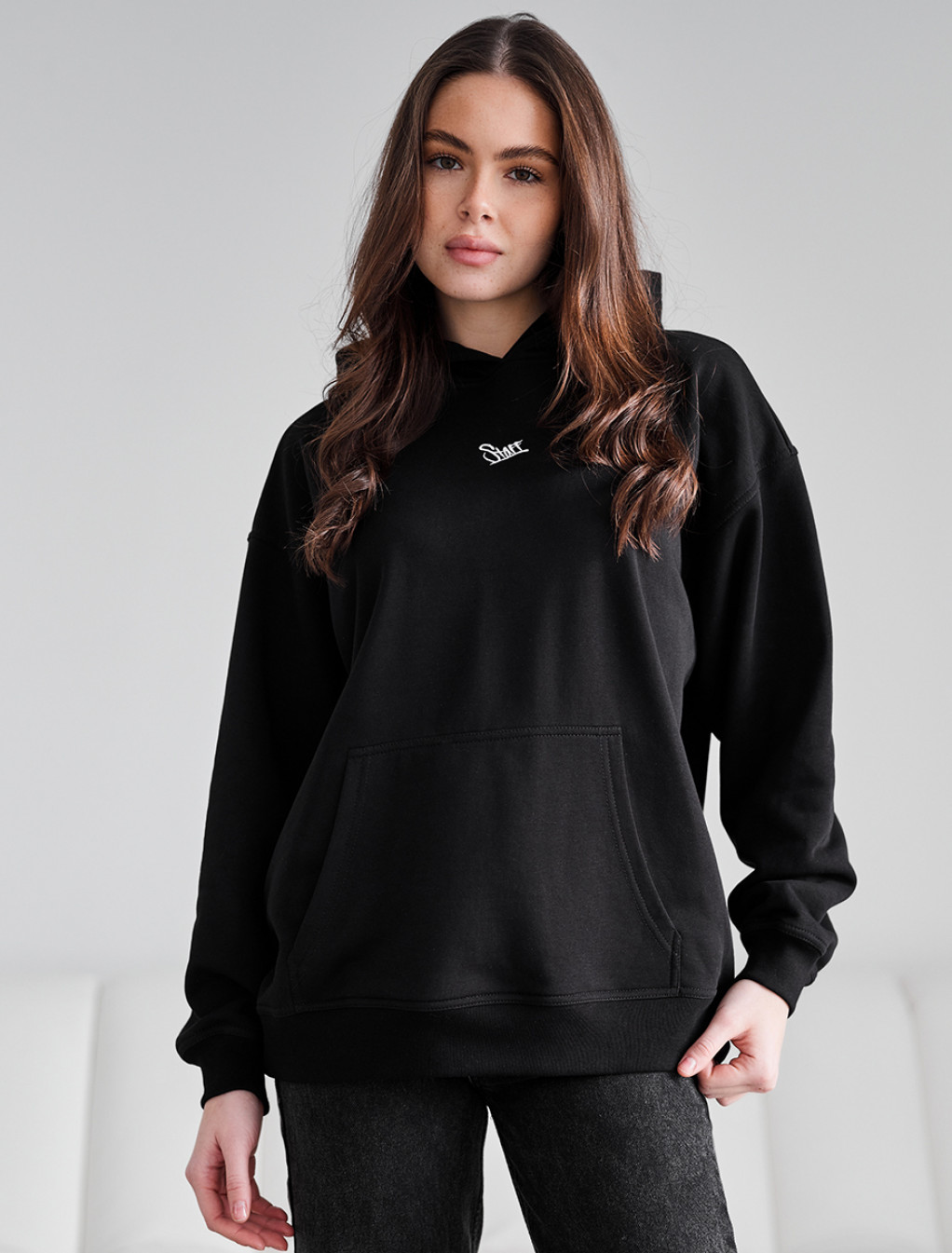 Hanorac de damă Staff ue black logo oversize