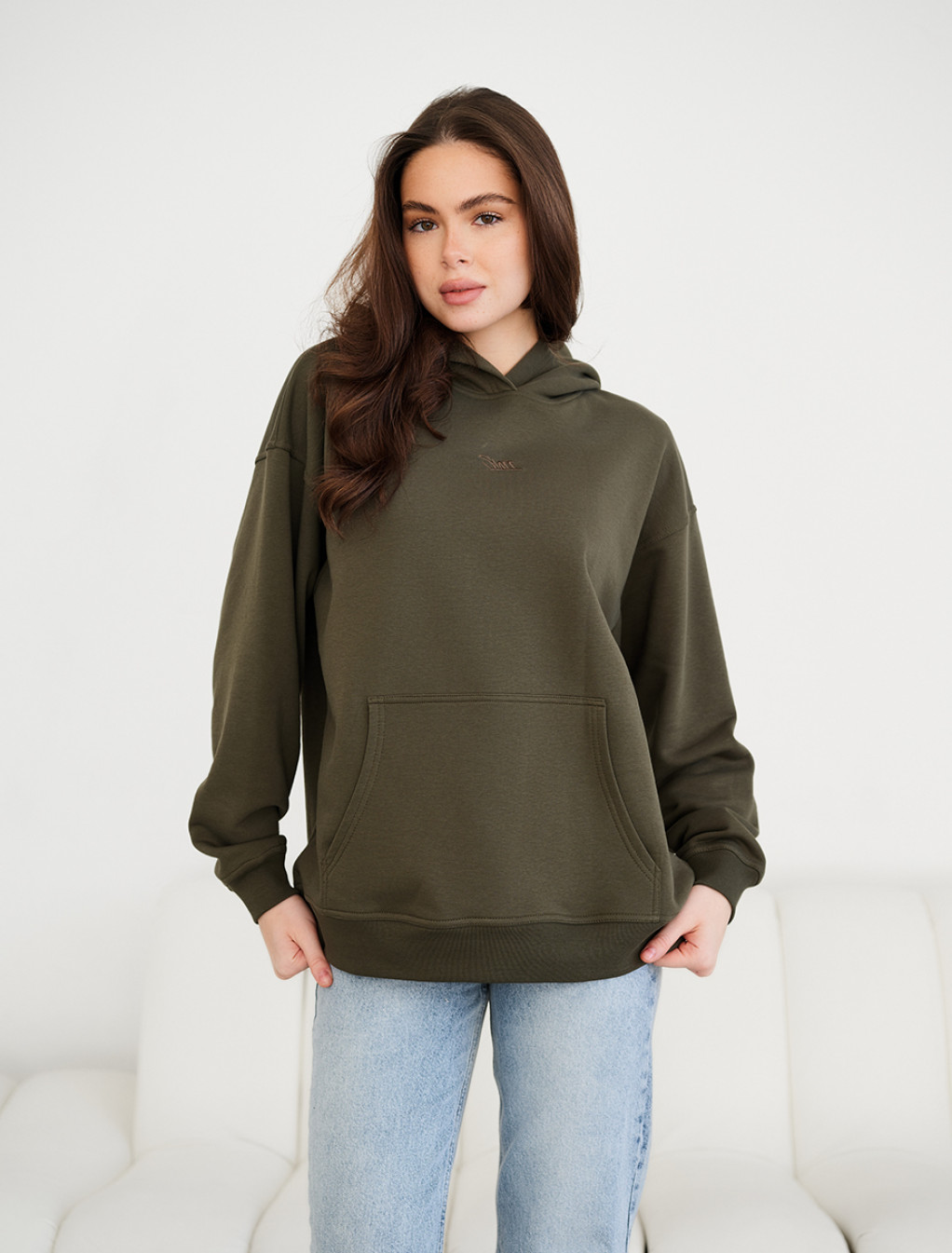 Hanorac de damă Staff ue khaki logo oversize
