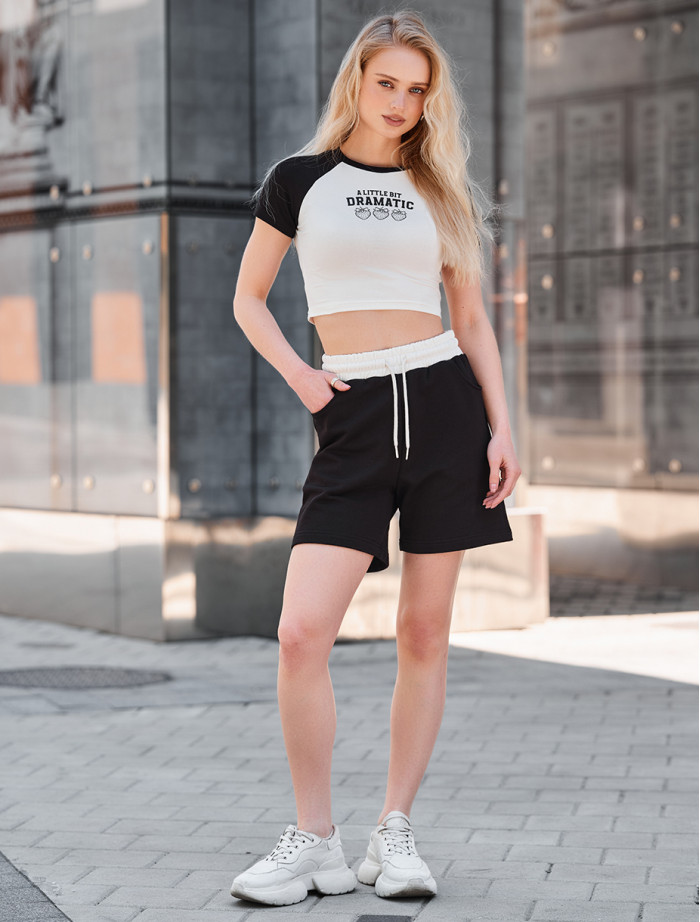 Pantaloni scurți de damă Staff van white & black