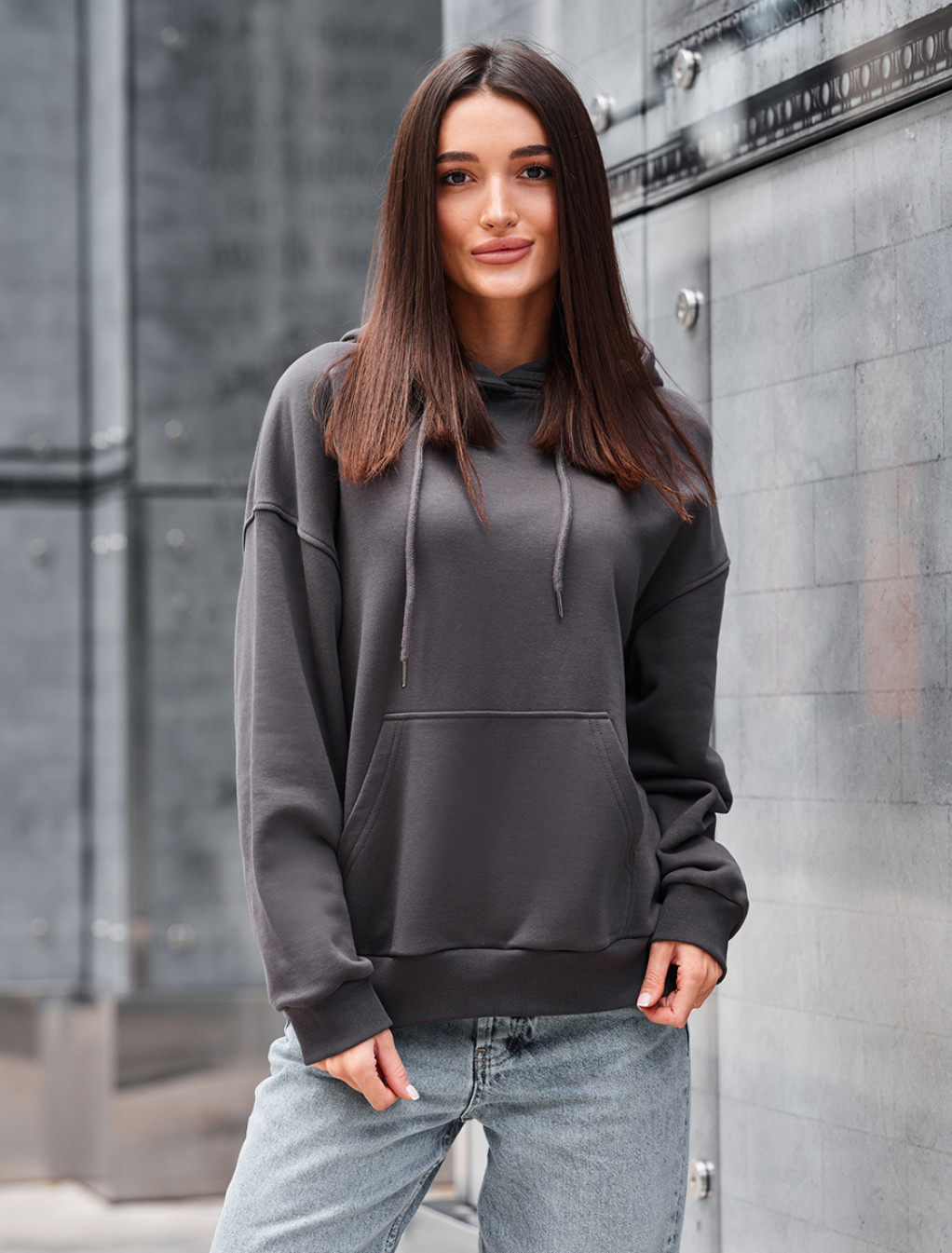 Hanorac de damă Staff lav dark gray oversize