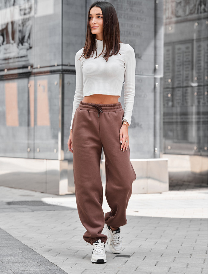 Pantaloni de trening de damă Staff li brown fleece