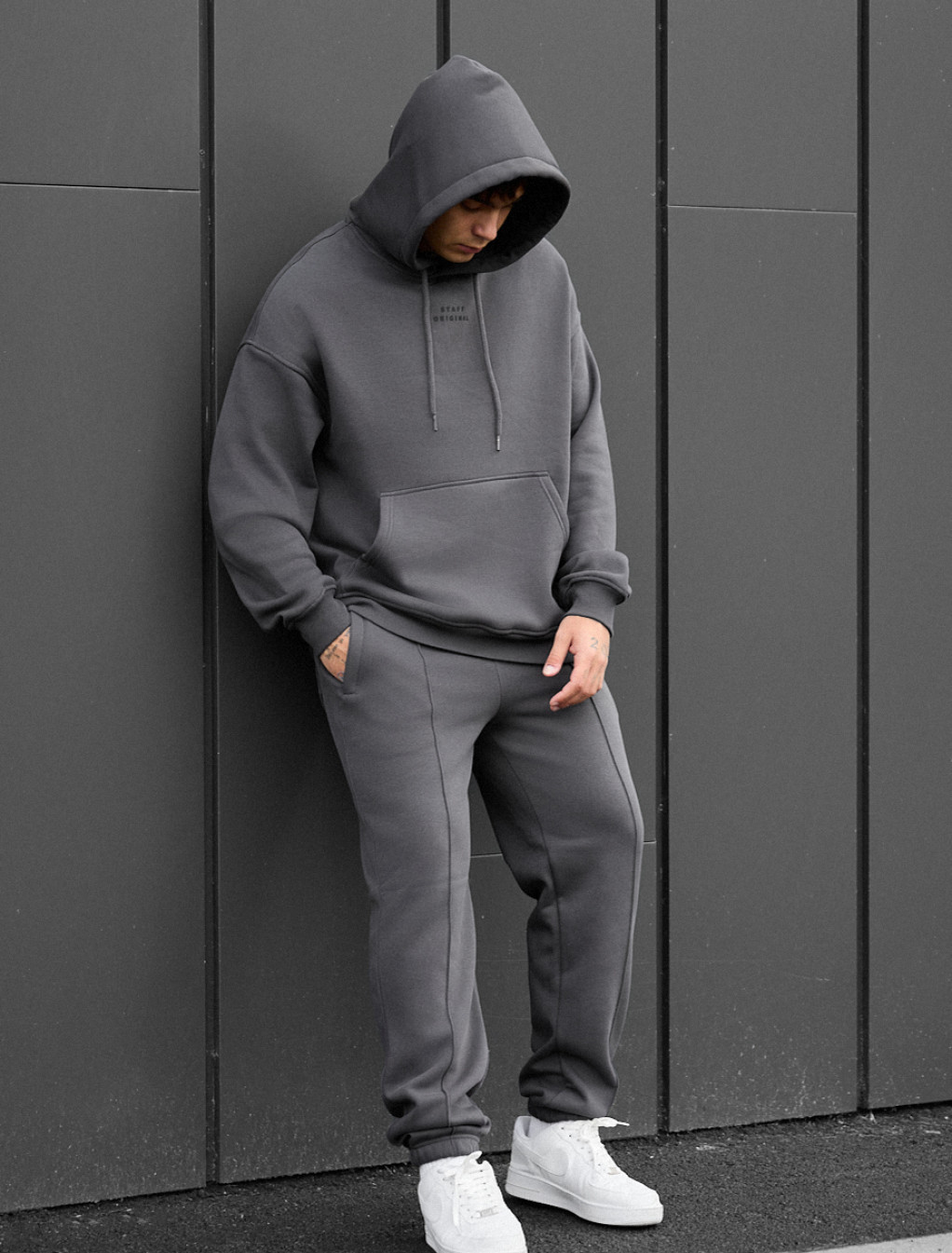 Costum de trening Staff ace dark gray oversize fleece